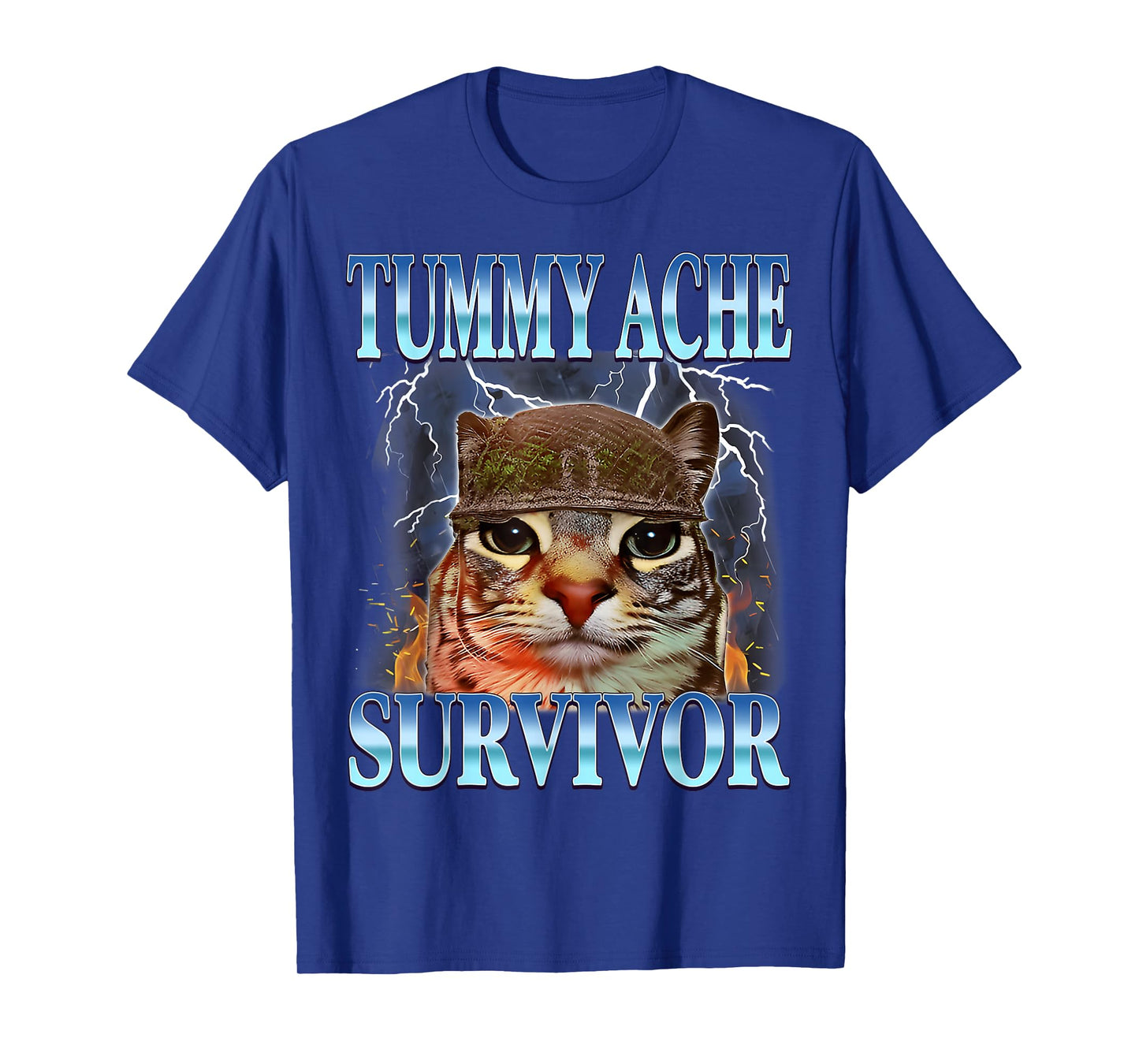 I Survived Today's Tummy Ache Survivor Funny Cat Meme T-Shirt