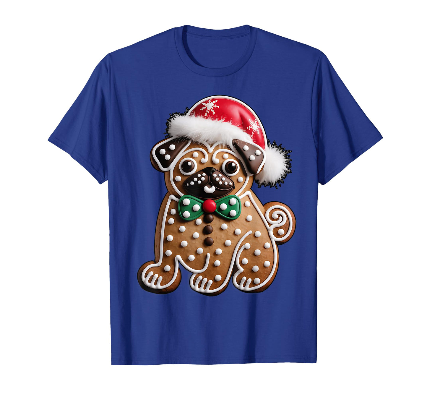 Funny Gingerbread Pug Christmas Womens Mens Kids Boys T-Shirt