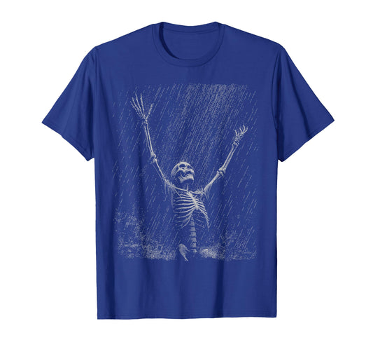 Skeleton Rain Goth Emo Dad Vintage Graphic T-Shirt