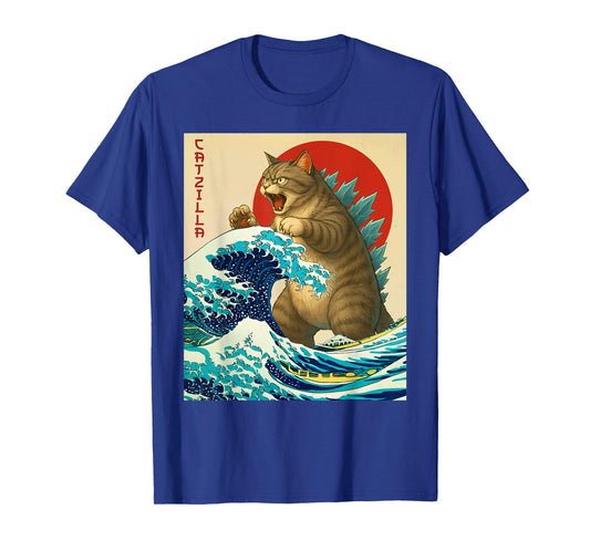 Catzilla Funny Cat Japanese Art Cat Meme for Men Women Kids T-Shirt