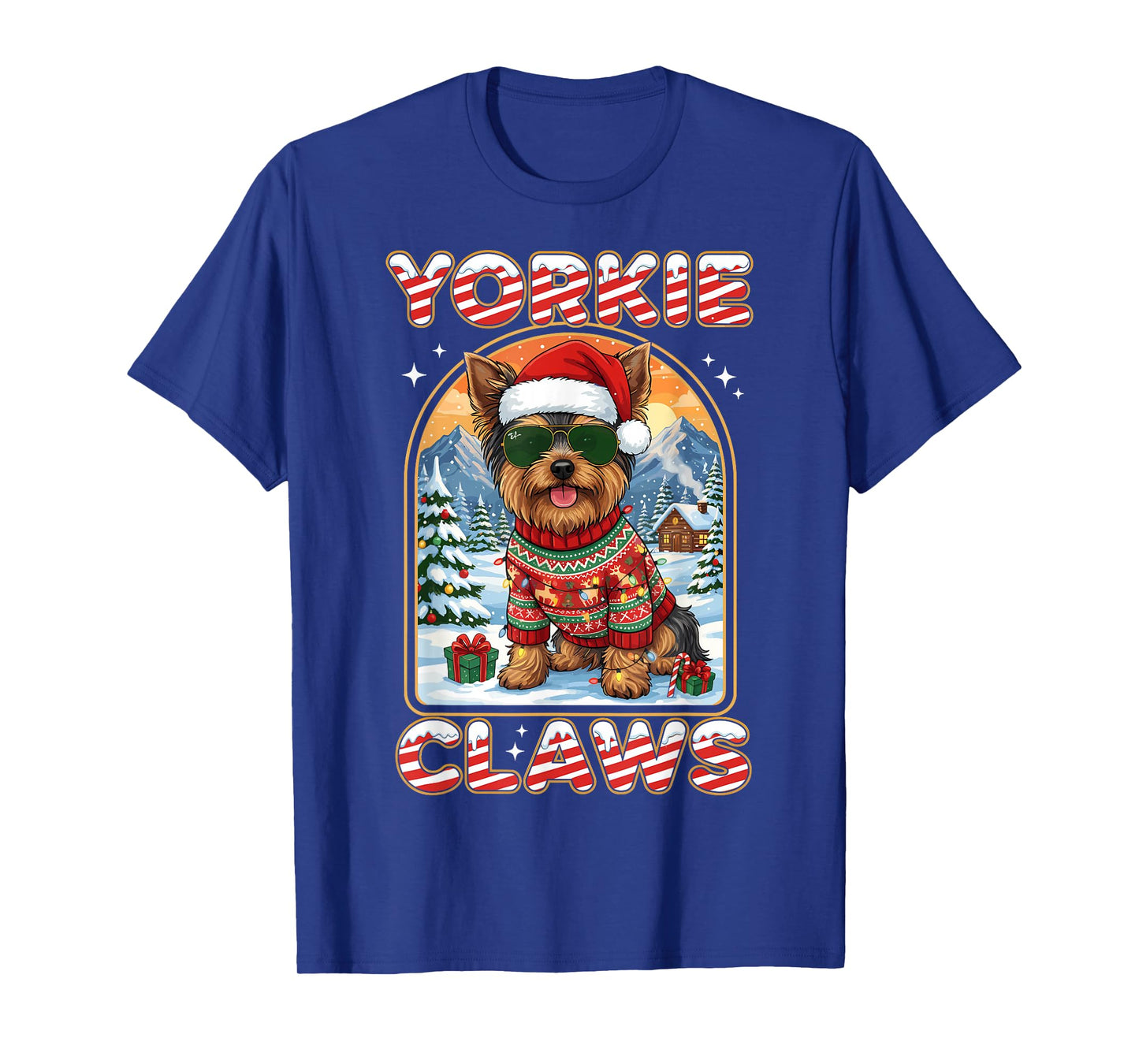 Christmas Santa Yorkie Claws Dog Owner Yorkshire Terrier T-Shirt