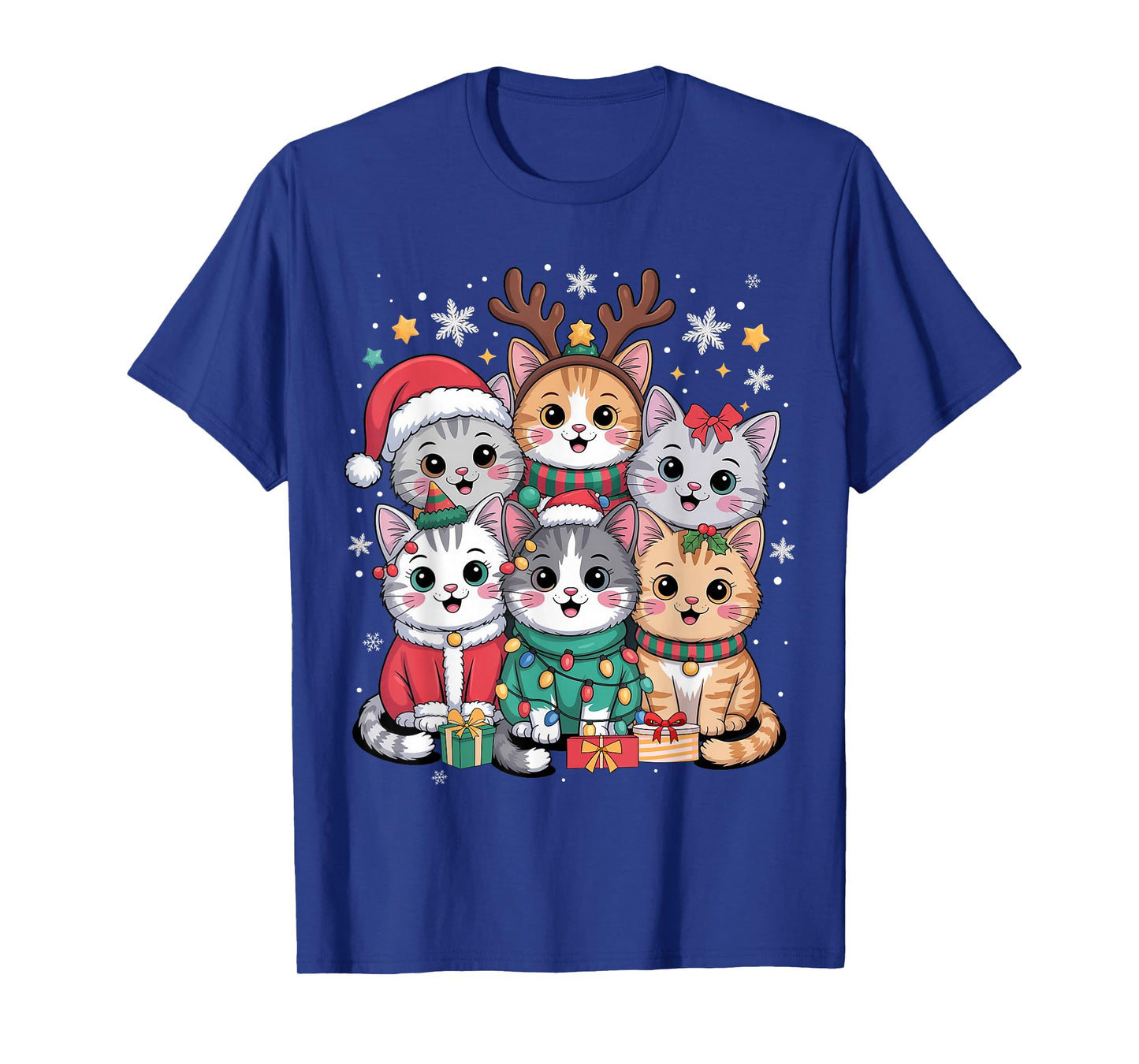 Cat Christmas Men Women Kids Santa Reindeer Kitten Cat Xmas T-Shirt