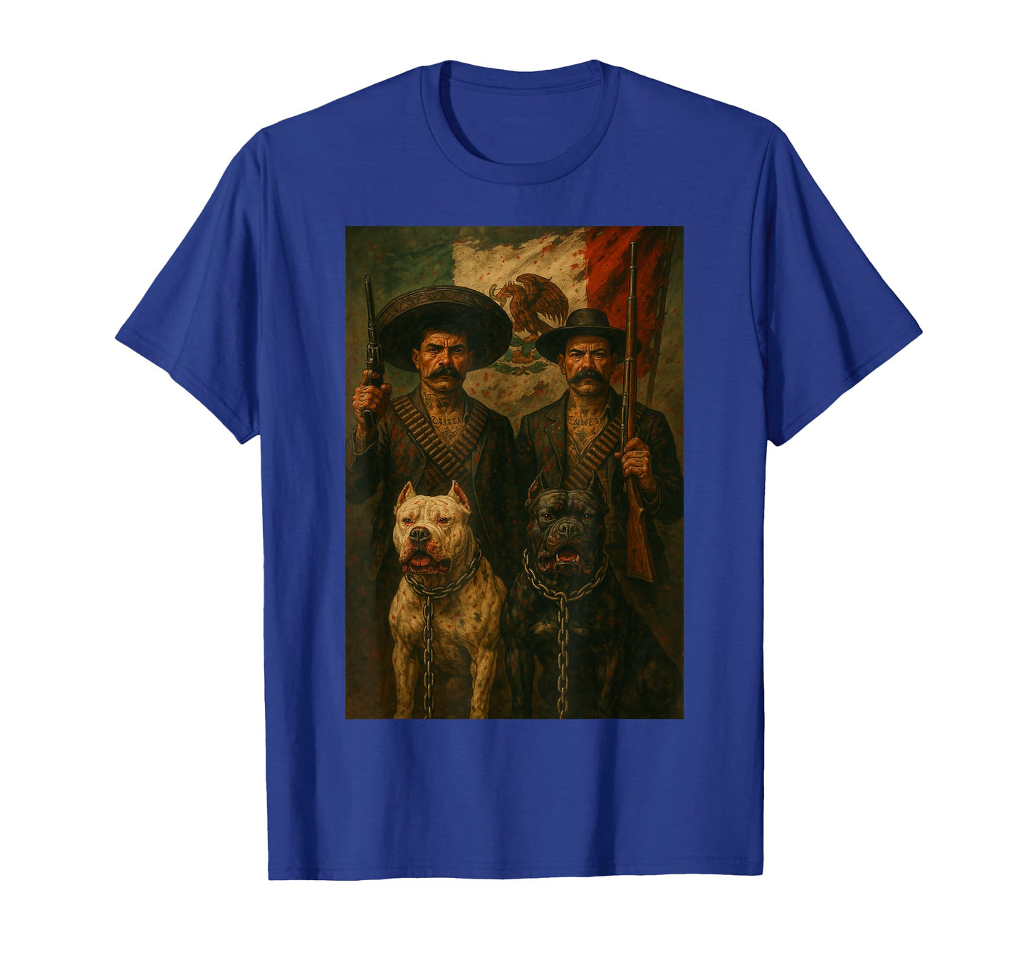 Zapata Villa Pit Bull Mexican Flag T-Shirt