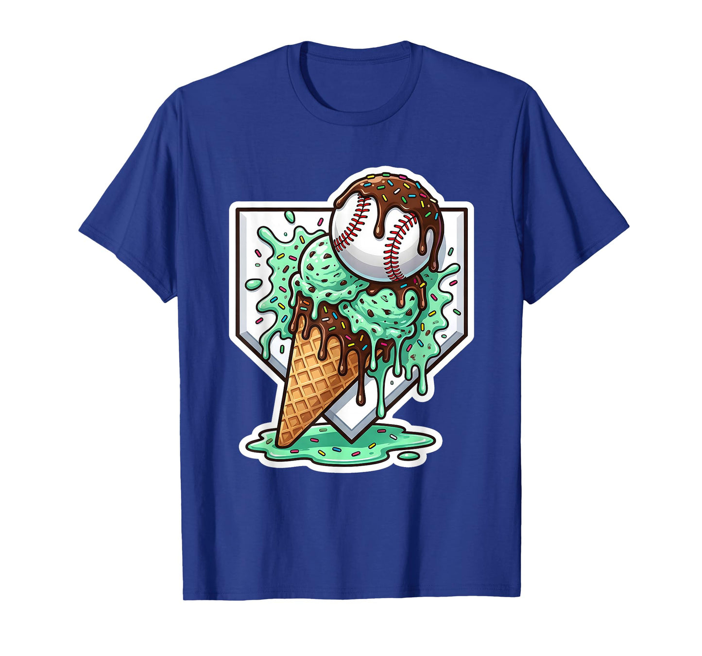 Baseball Boys Ice Cream Drip Baseball Boys Youth Mint Choco T-Shirt