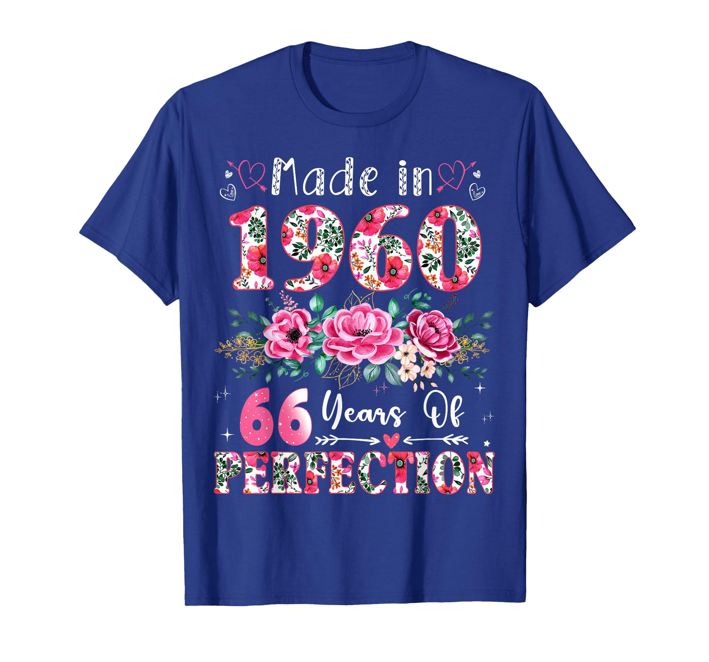 66 Year Old Made in 1960 Floral 66th Birthday Women T-Shirt