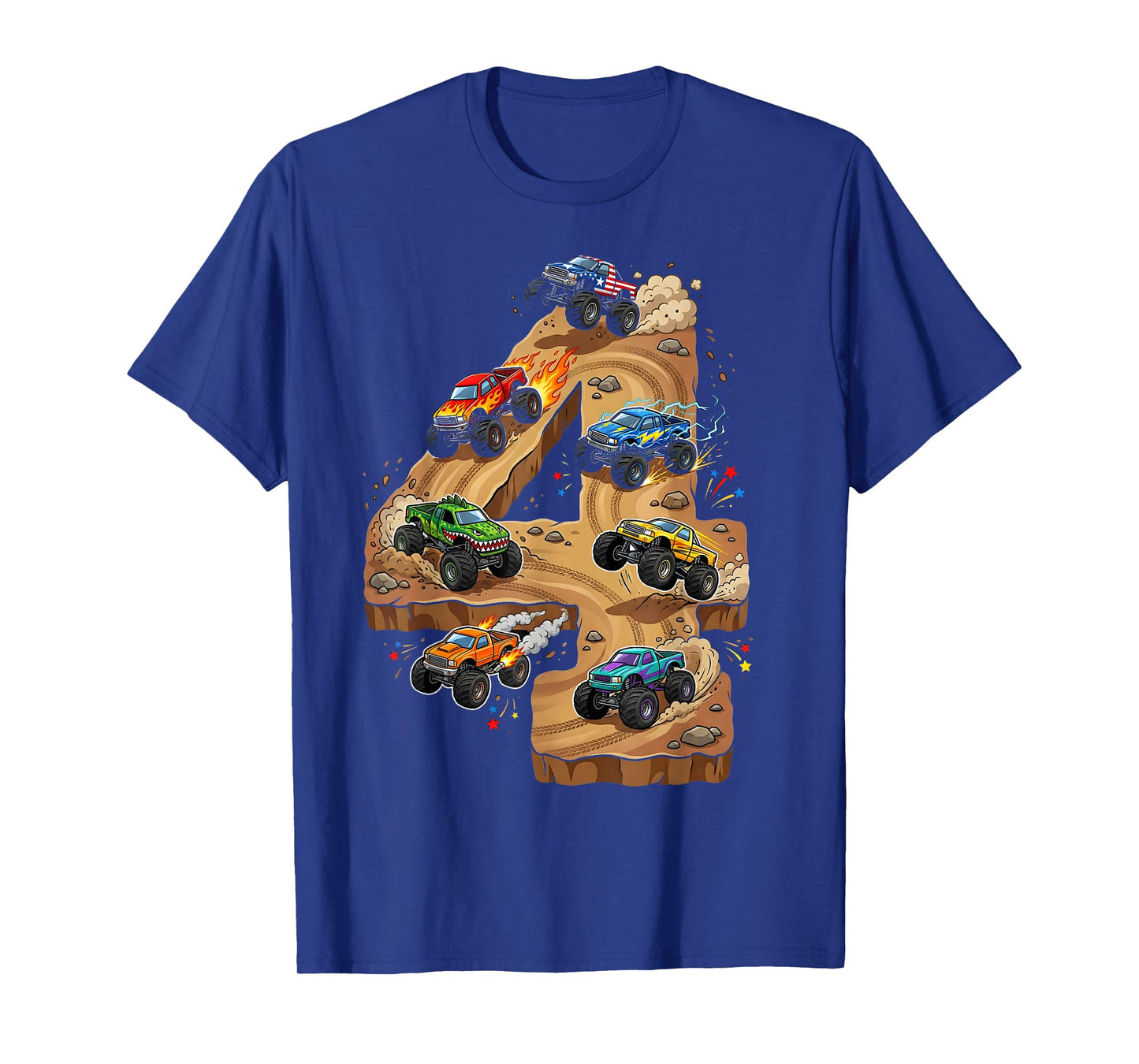 4 Year Old Monster Truck Boy Toddler 4th Birthday Party T-Shirt