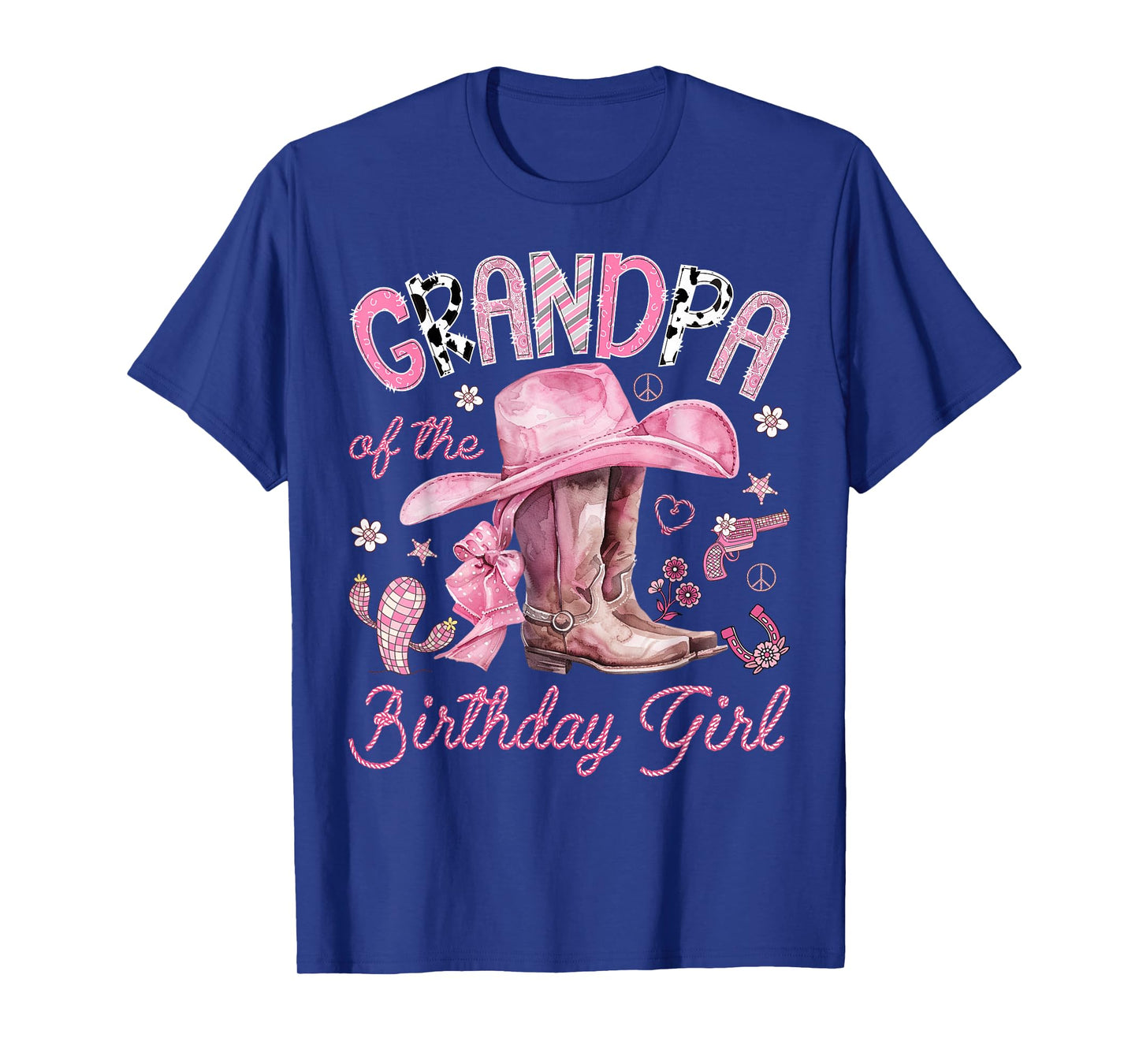 Grandpa of The Birthday Girl Pink Cowgirl Western Rodeo T-Shirt