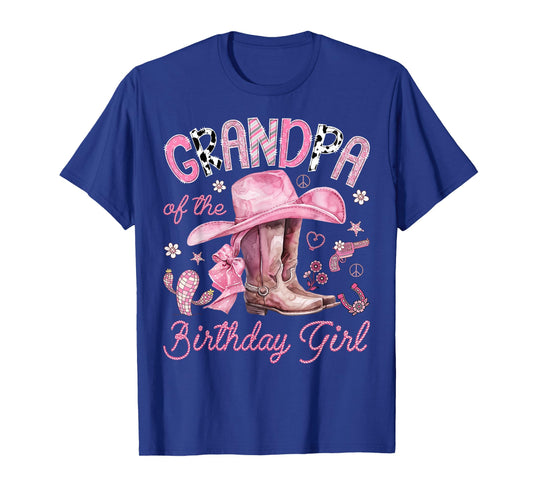 Grandpa of The Birthday Girl Pink Cowgirl Western Rodeo T-Shirt