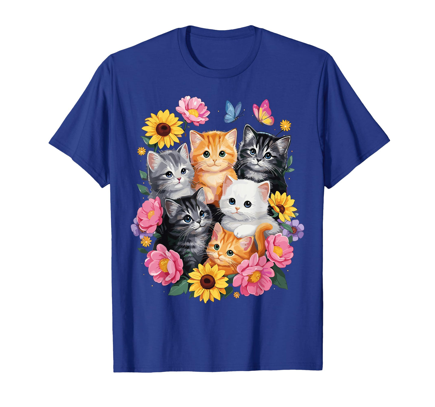 Cute Cats Flower Floral Kitten T-Shirt