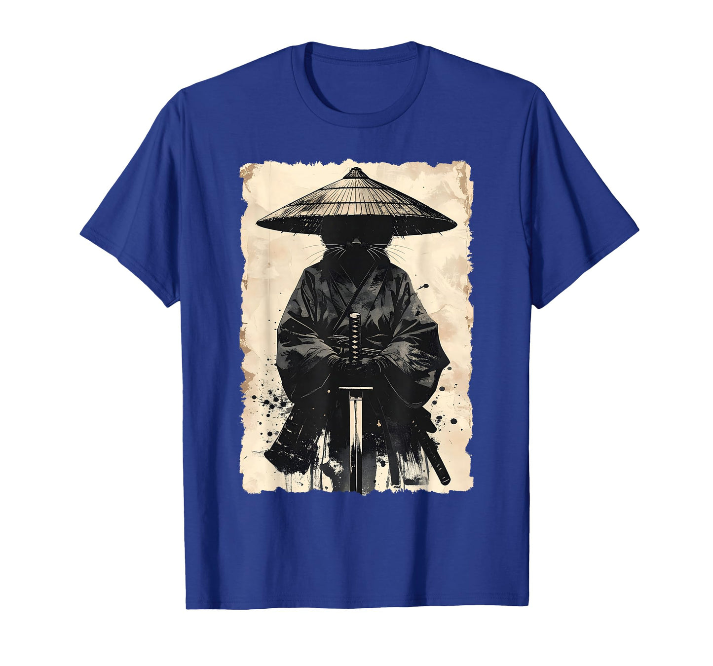 Samurai Cat Vintage Japanese Graphic Warrior Anime Art T-Shirt