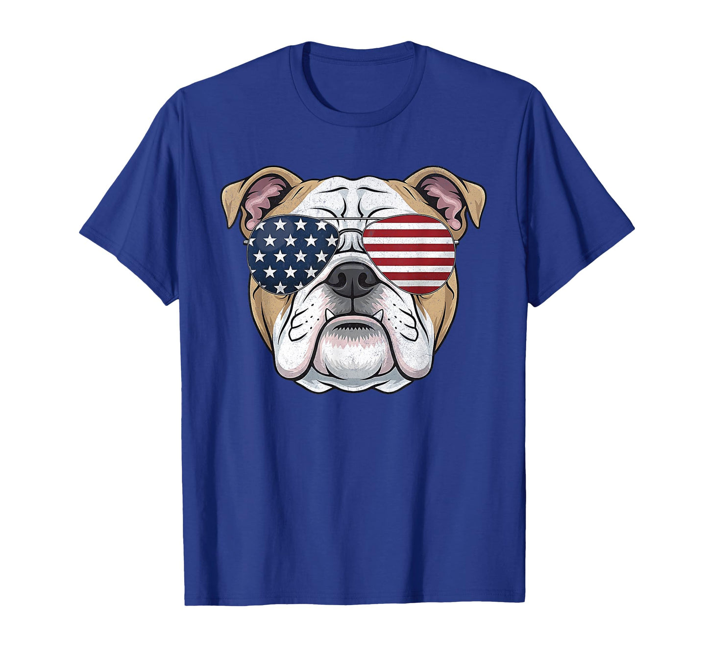 Bulldog Animal Graphic with USA Sunglasses T-Shirt