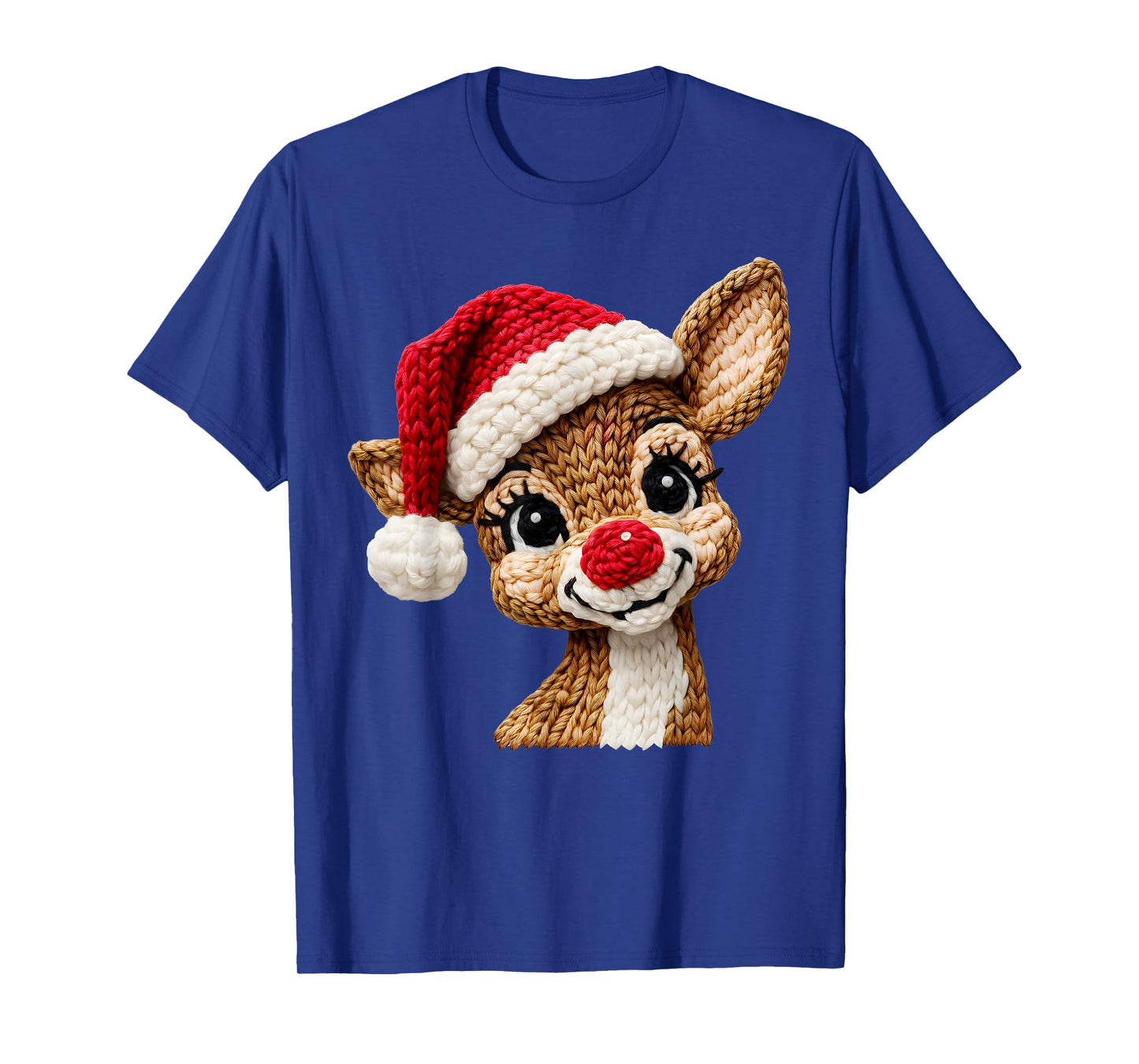 Cute Reindeer Rudolph Crochet Christmas Xmas Pajamas Holiday T-Shirt
