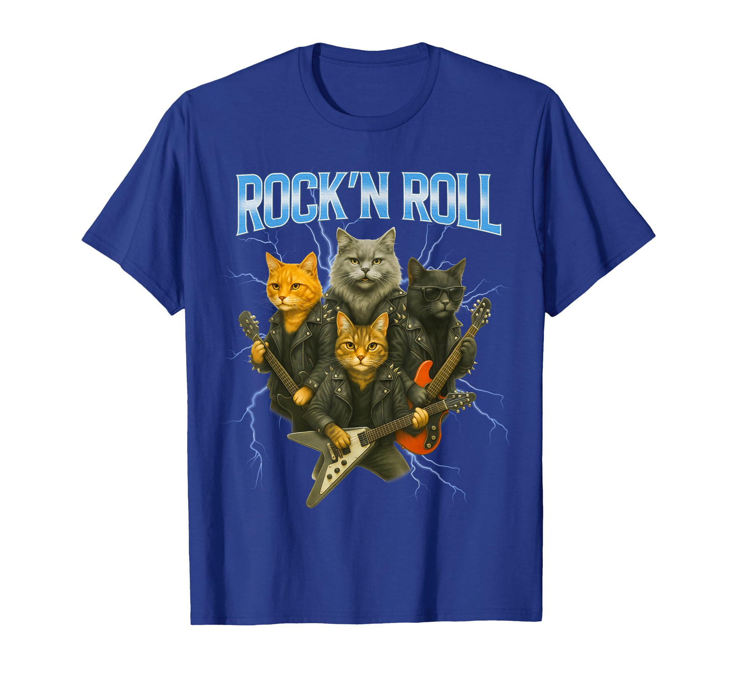 Cats Rock and Roll Band, Cat Guitar Music Band, Funny Animal T-Shirt