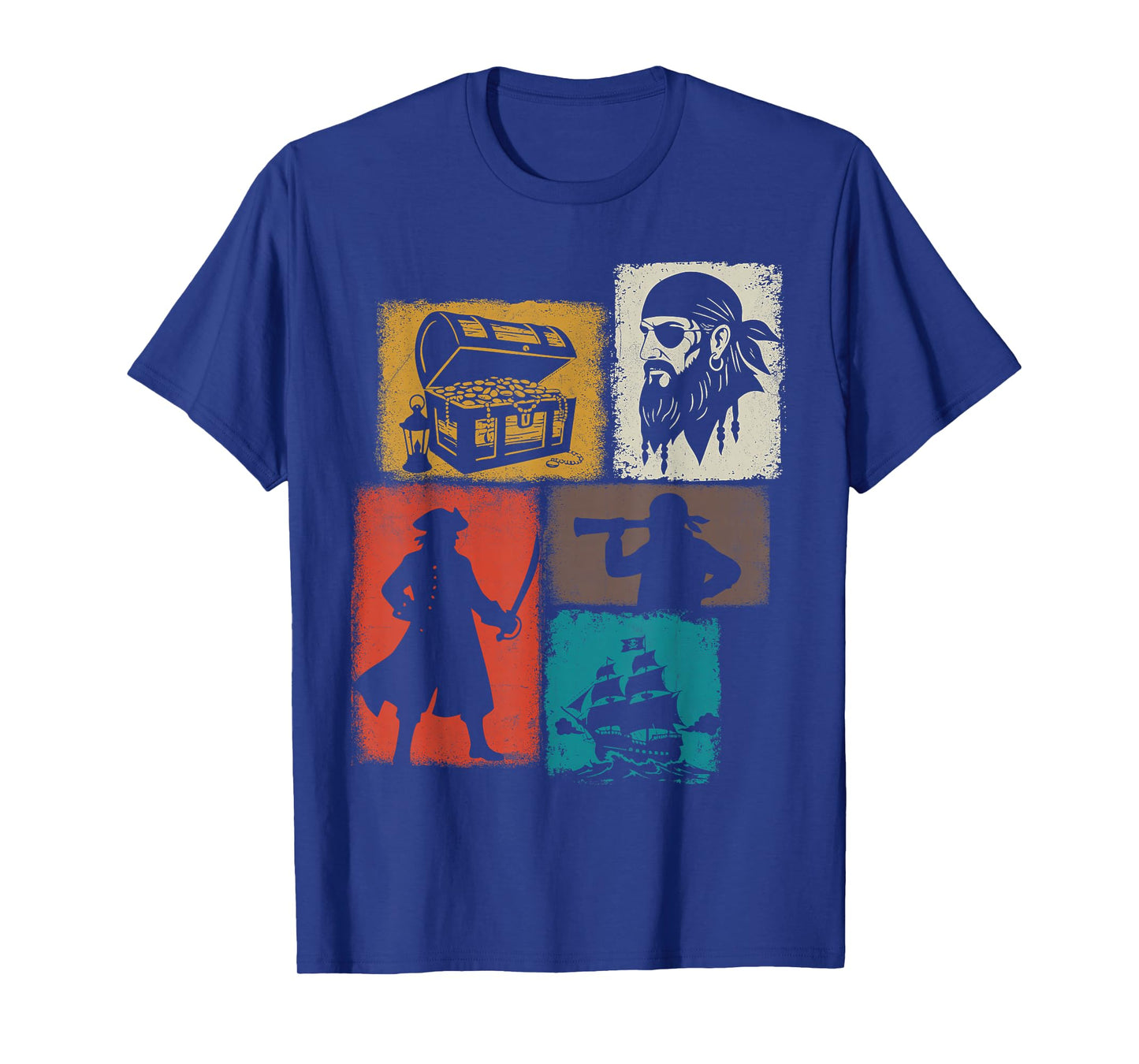 Pirate Vintage Collage Sailor Captain Treasure Hunter T-Shirt