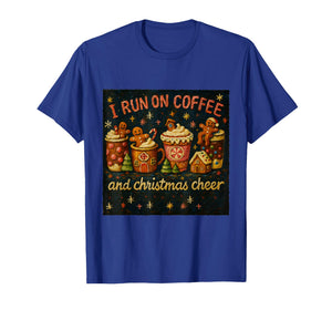 I Run on Coffee and Christmas Cheer Oil Painting Tee T-Shirt