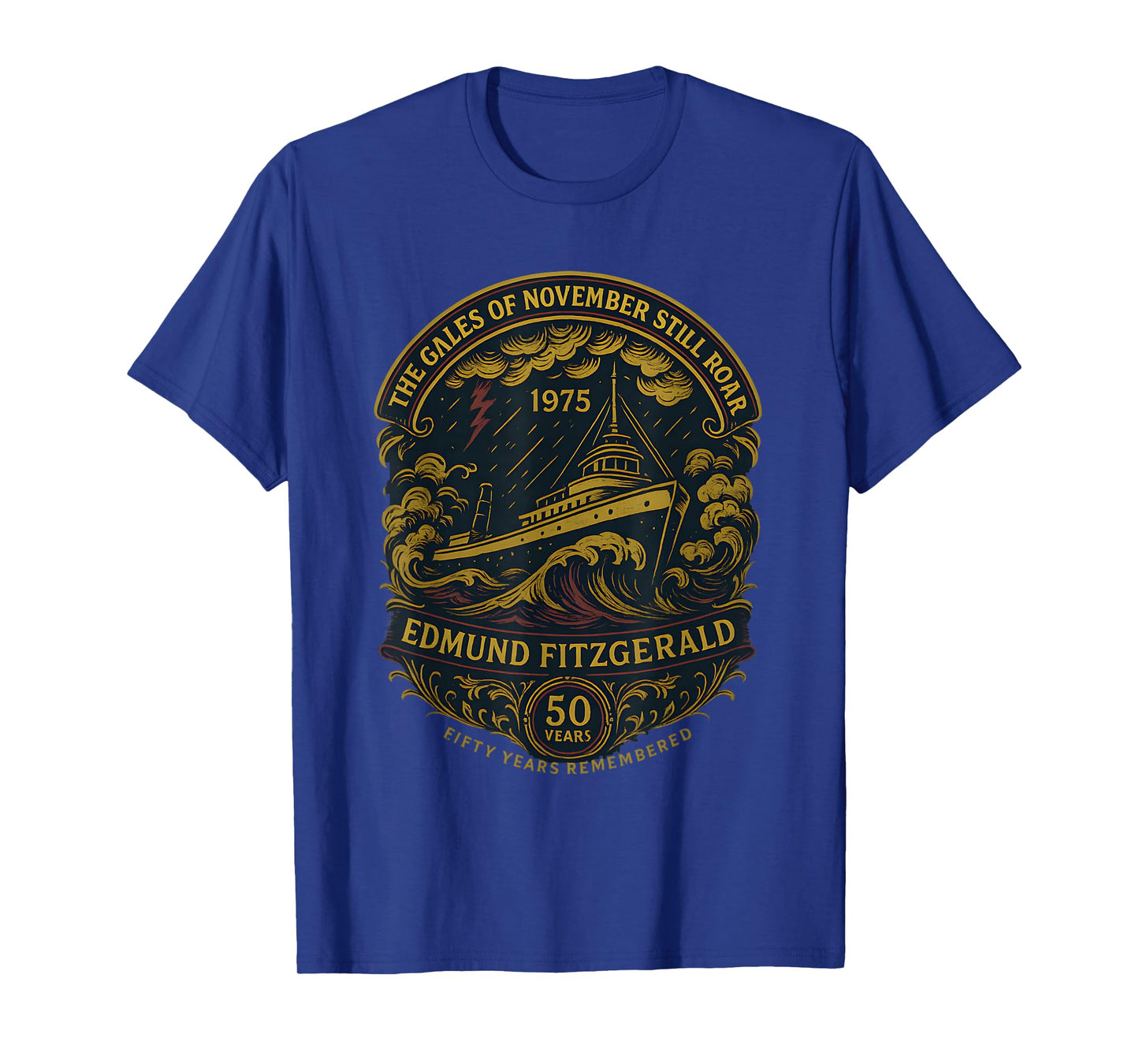 Edmund Fitzgerald Ship 1975 Anniversary Great Lakes Tribute T-Shirt
