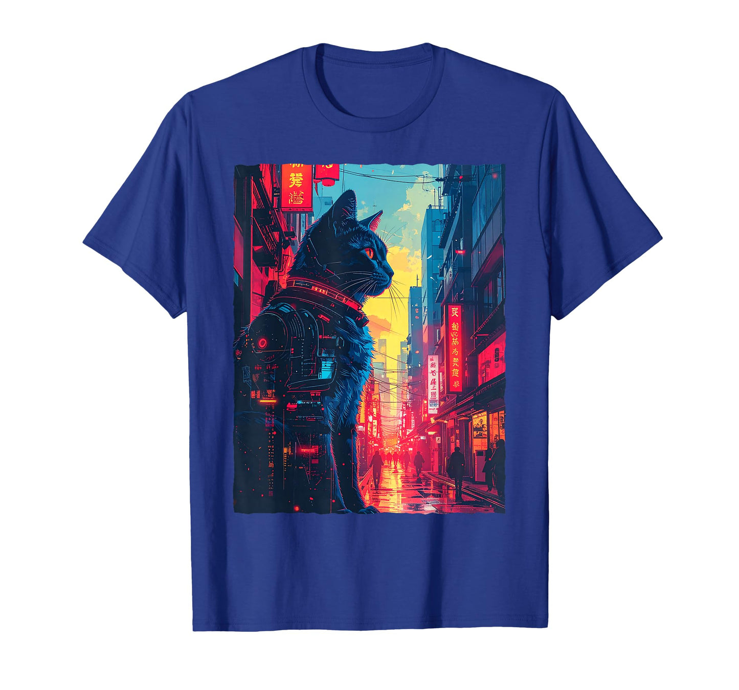 Cyborg Cat Japanese Streetwear Sci-Fi Mecha T-Shirt
