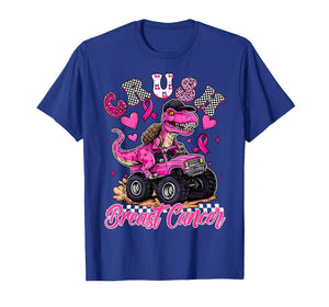 Crush Breast Cancer Dinosaur T Rex Monster Truck Boys Kids T-Shirt