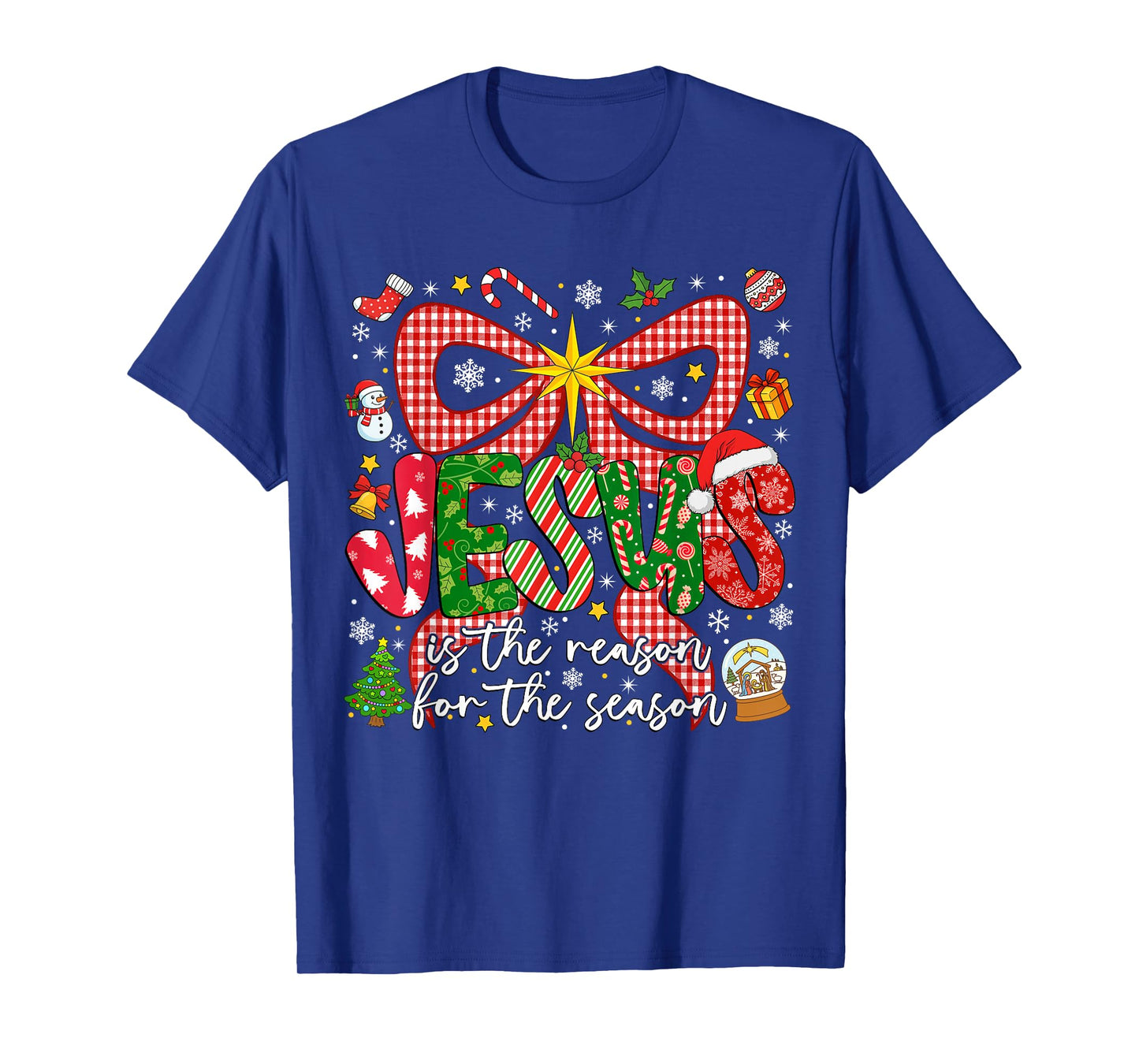 Jesus is The Reason for The Season Christian Christmas Bow T-Shirt