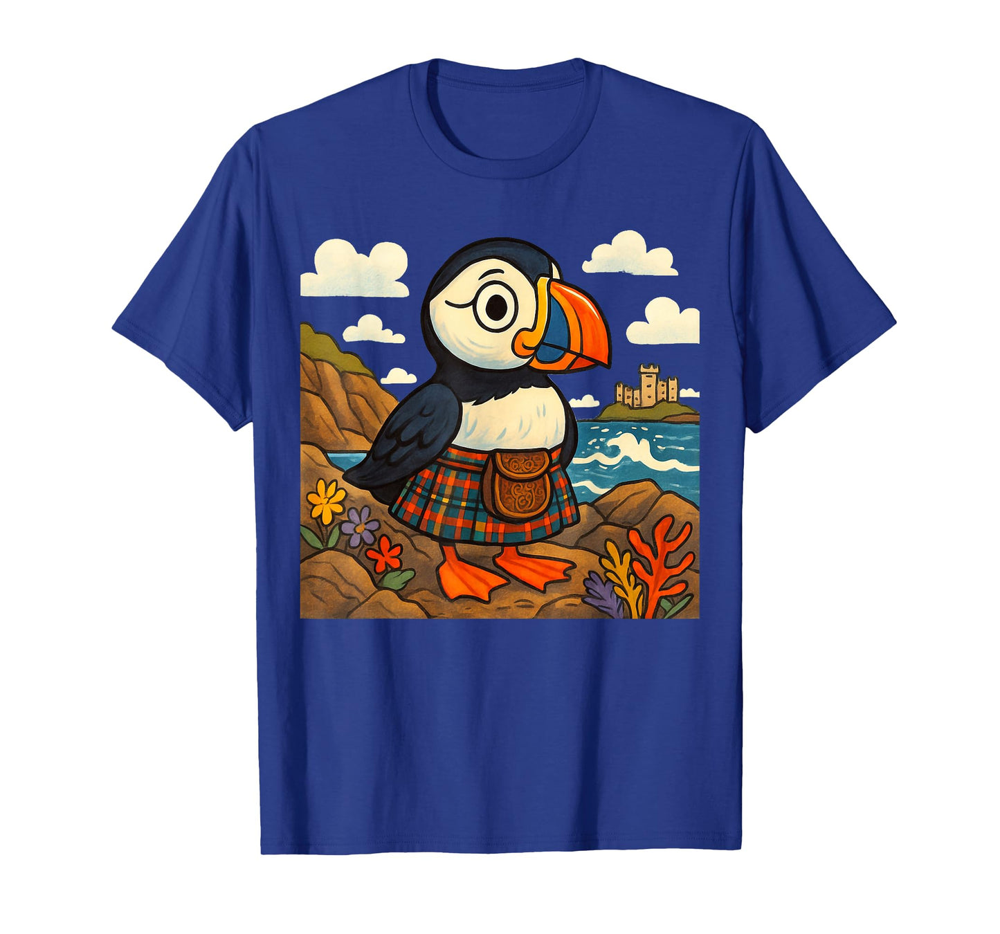 Scottish Puffin in Tartan Kilt Design | Scotland Wildlife T-Shirt