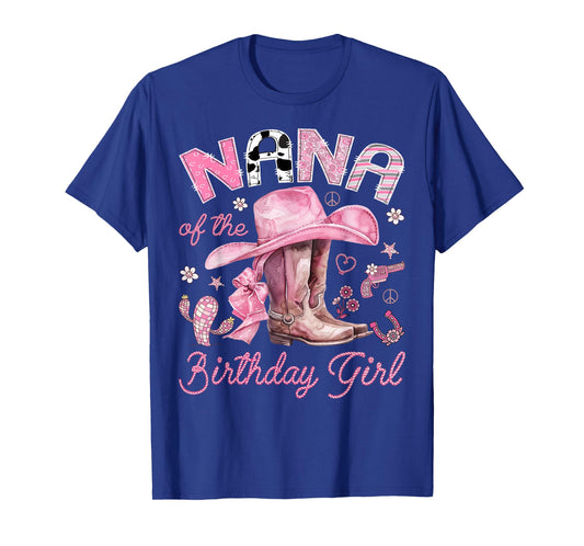 Nana of The Birthday Girl Pink Cowgirl Western Rodeo T-Shirt