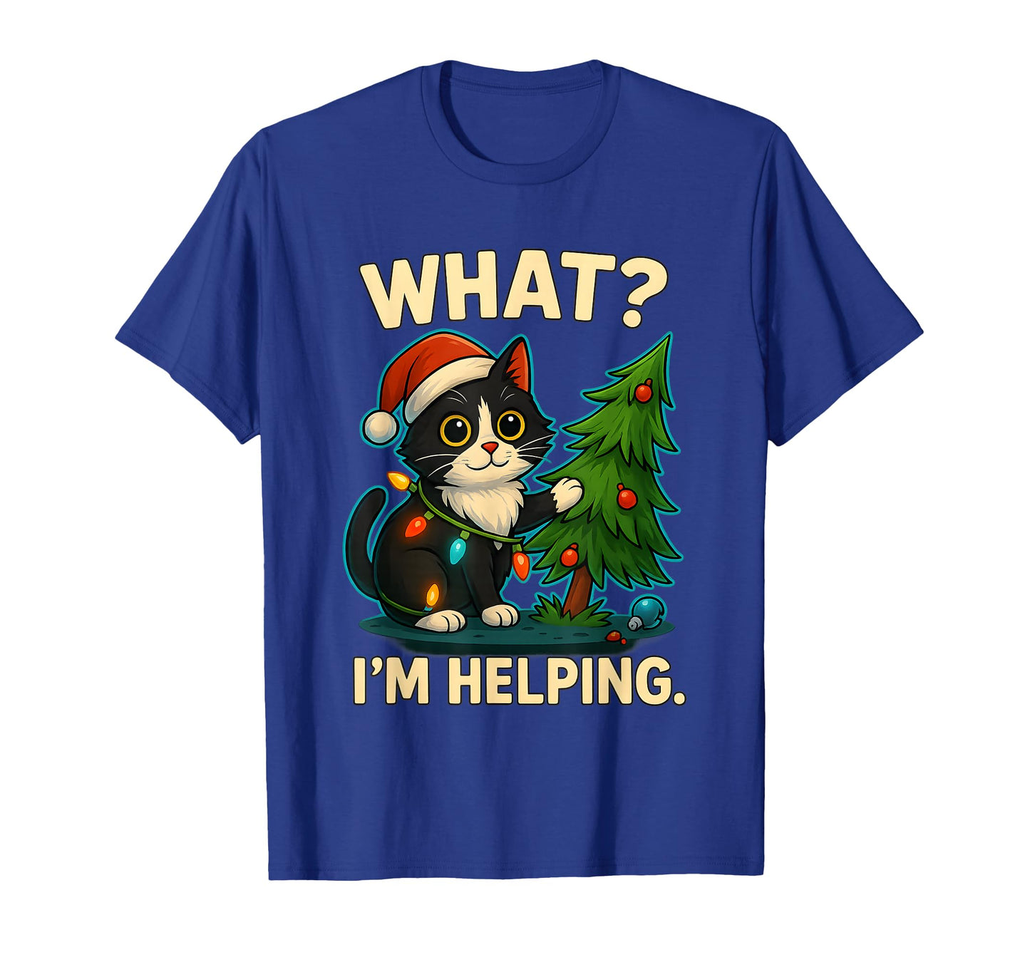 Funny Christmas Cat What I’m Helping Holiday Tuxedo Cats T-Shirt