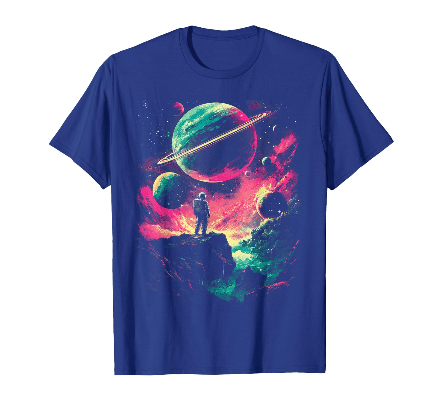 Astronaut Outer Space Galaxy Universe Planet Saturn Science T-Shirt