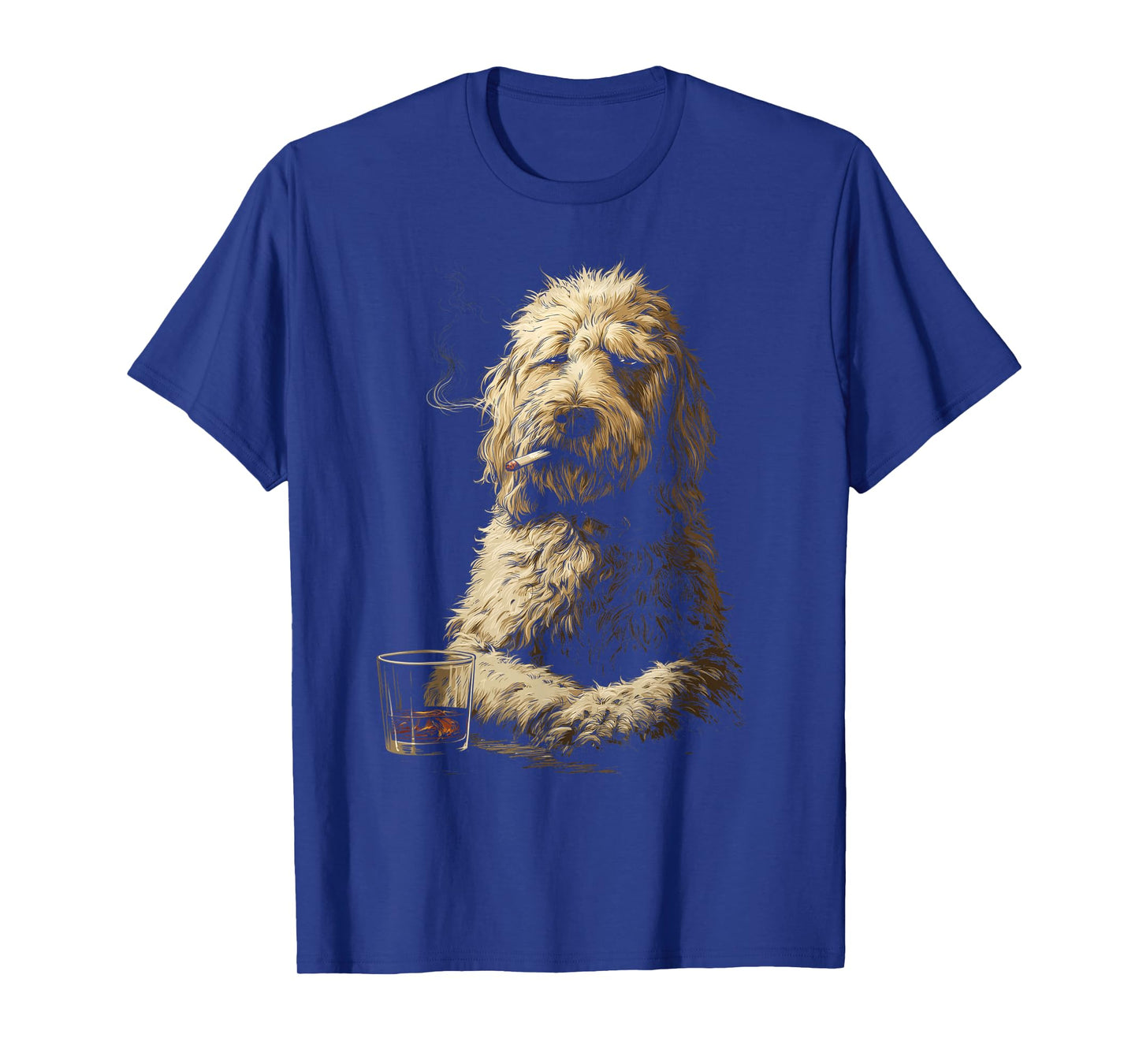 Goldendoodle Smoking Cigarette Whisky Lover Funny Doodle Dog T-Shirt