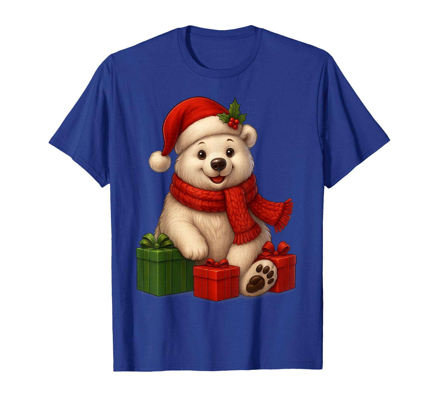 Xmas Holiday Santa Hat Polar Bear Christmas T-Shirt