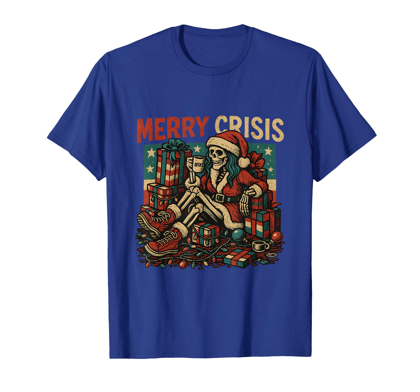 Merry Crisis Skeleton Funny Christmas T-Shirt