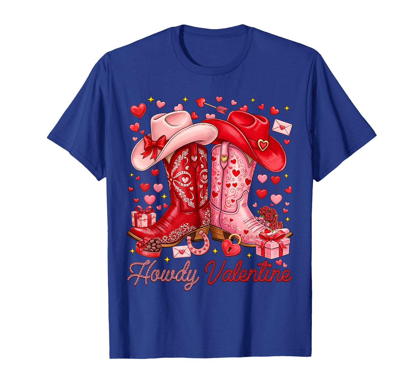 Howdy Valentine Western Cowgirl Boots XOXO Valentine's Day T-Shirt