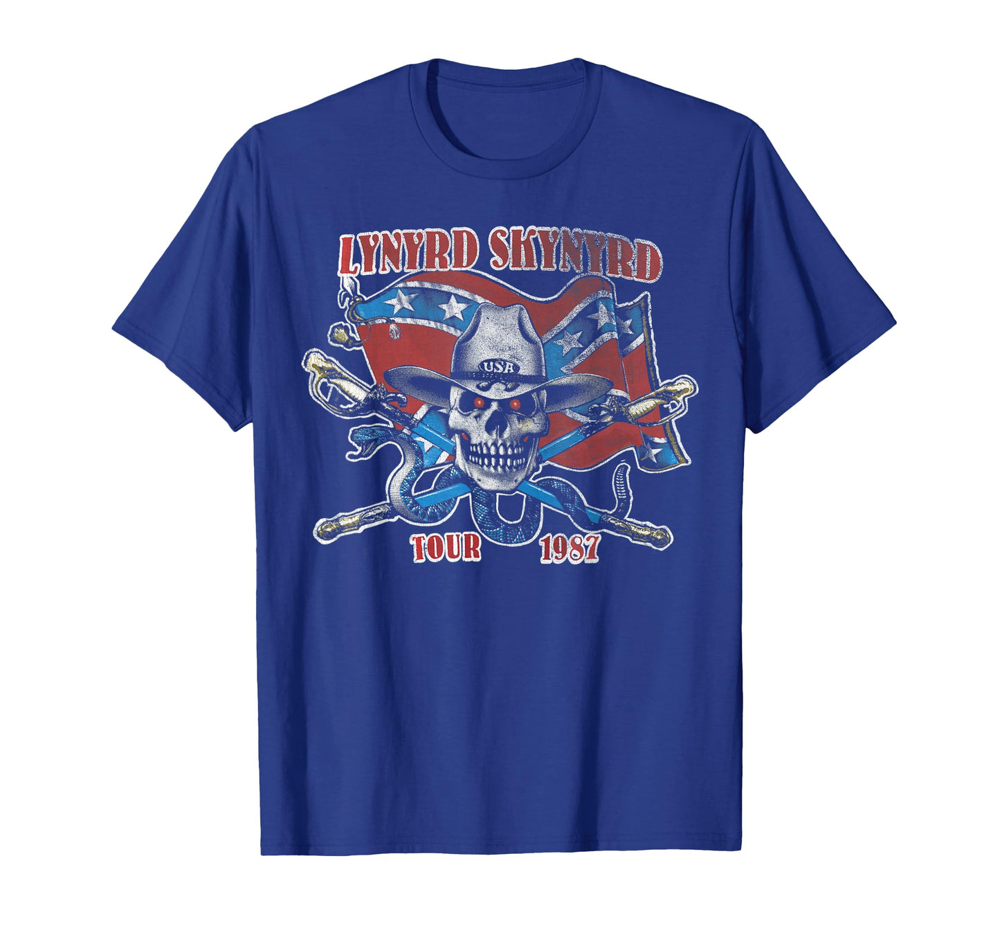 Lynyrd Skynyrd Tour 1987 Vintage USA Flag Southern Rock Band T-Shirt