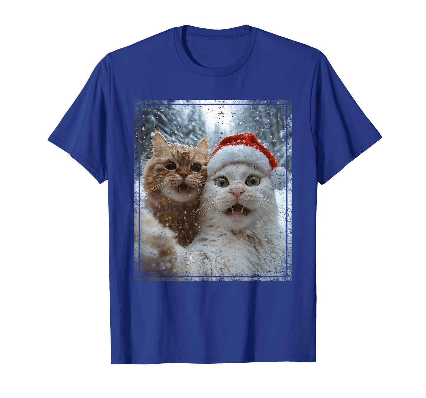 Funny Christmas Cat Selfie Santa Hat Design T-Shirt