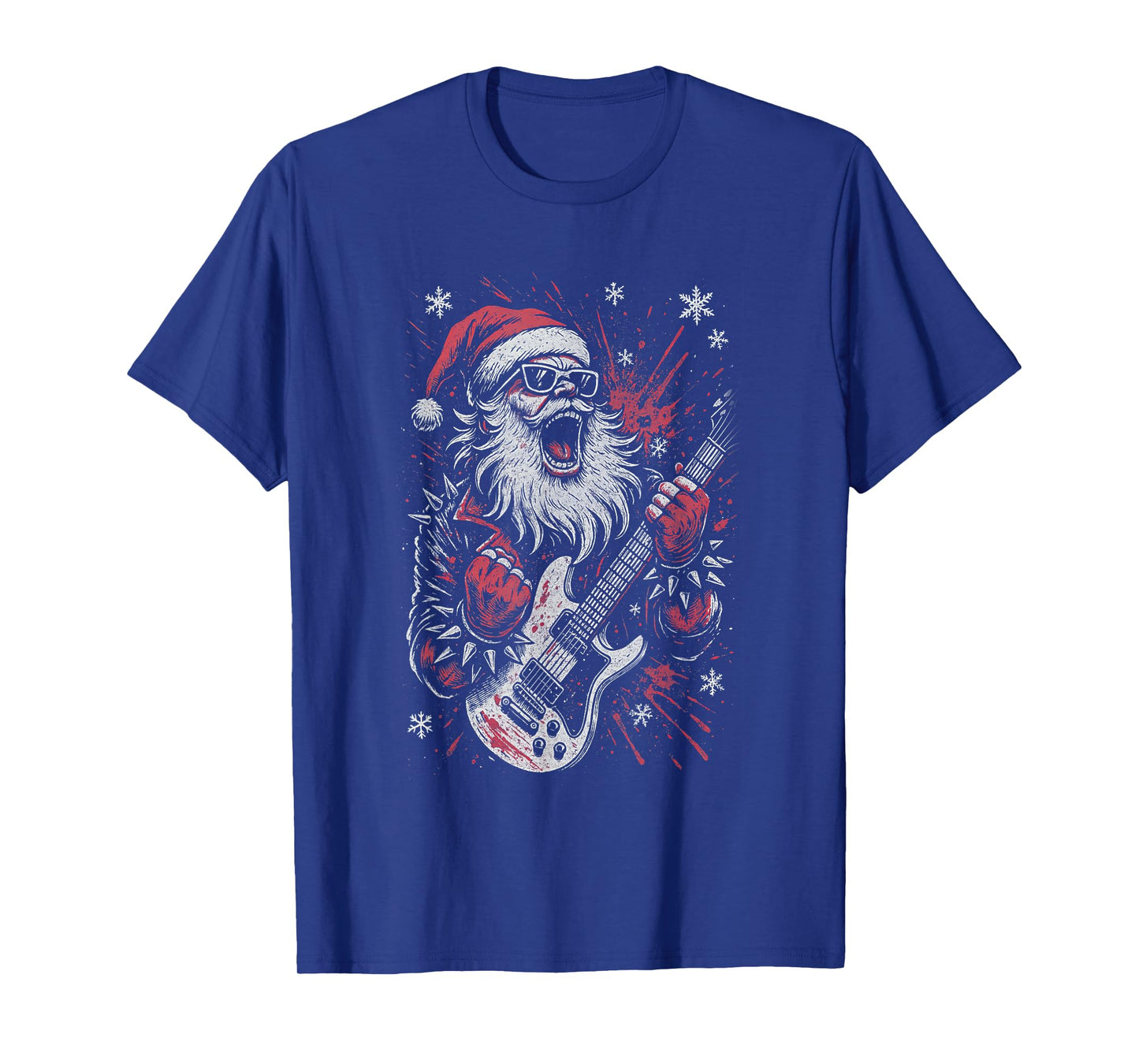 Christmas Santa Claus Playing Guitar Rock n Roll Music Lover T-Shirt