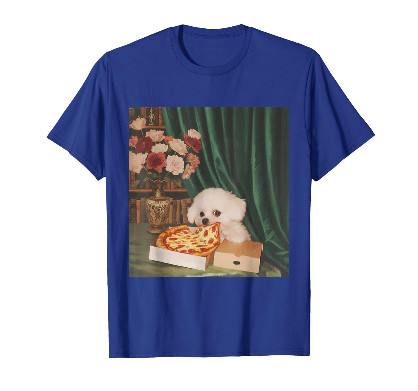 Retro Vintage Dog Eating Pizza Funny Dog Meme Men Women Kids T-Shirt