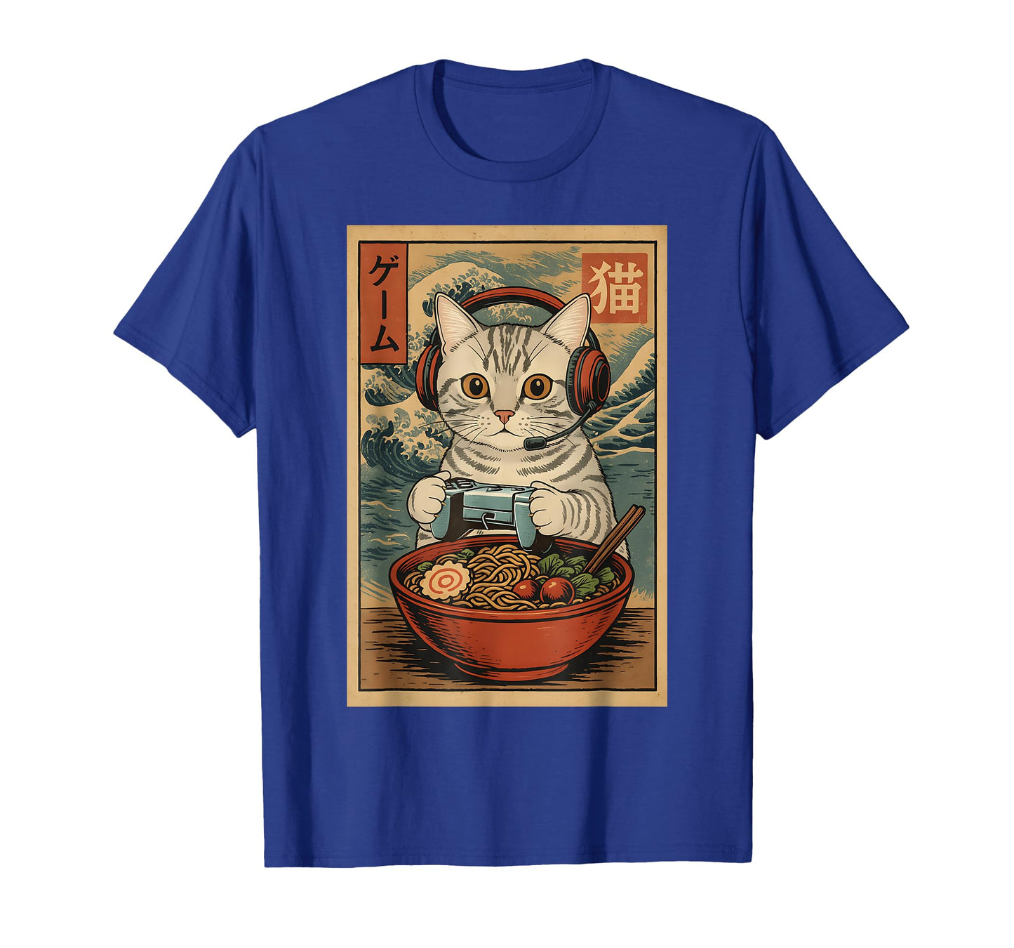 Cute Kawaii Gamer Cat Funny Ramen Retro Japanese Cat Gaming T-Shirt