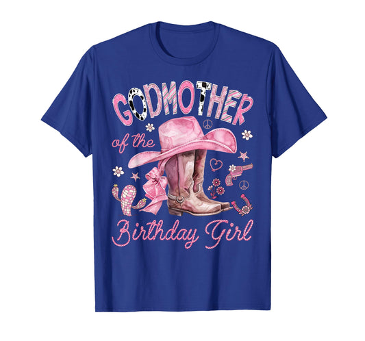 Godmother of The Birthday Girl Pink Cowgirl Western Rodeo T-Shirt