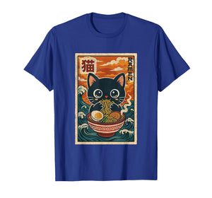 Cute Retro Vintage Japanese Anime Funny Kawaii Ramen Cat T-Shirt