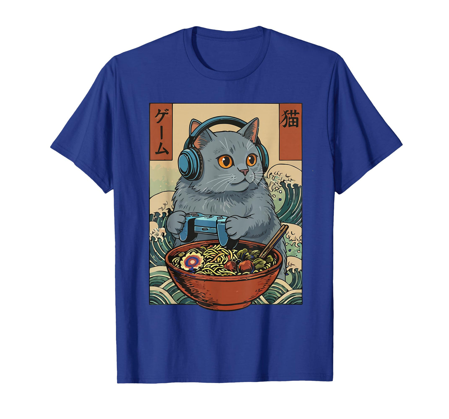 Cute Kawaii Gamer Cat Funny Ramen Retro Japanese Cat Gaming T-Shirt