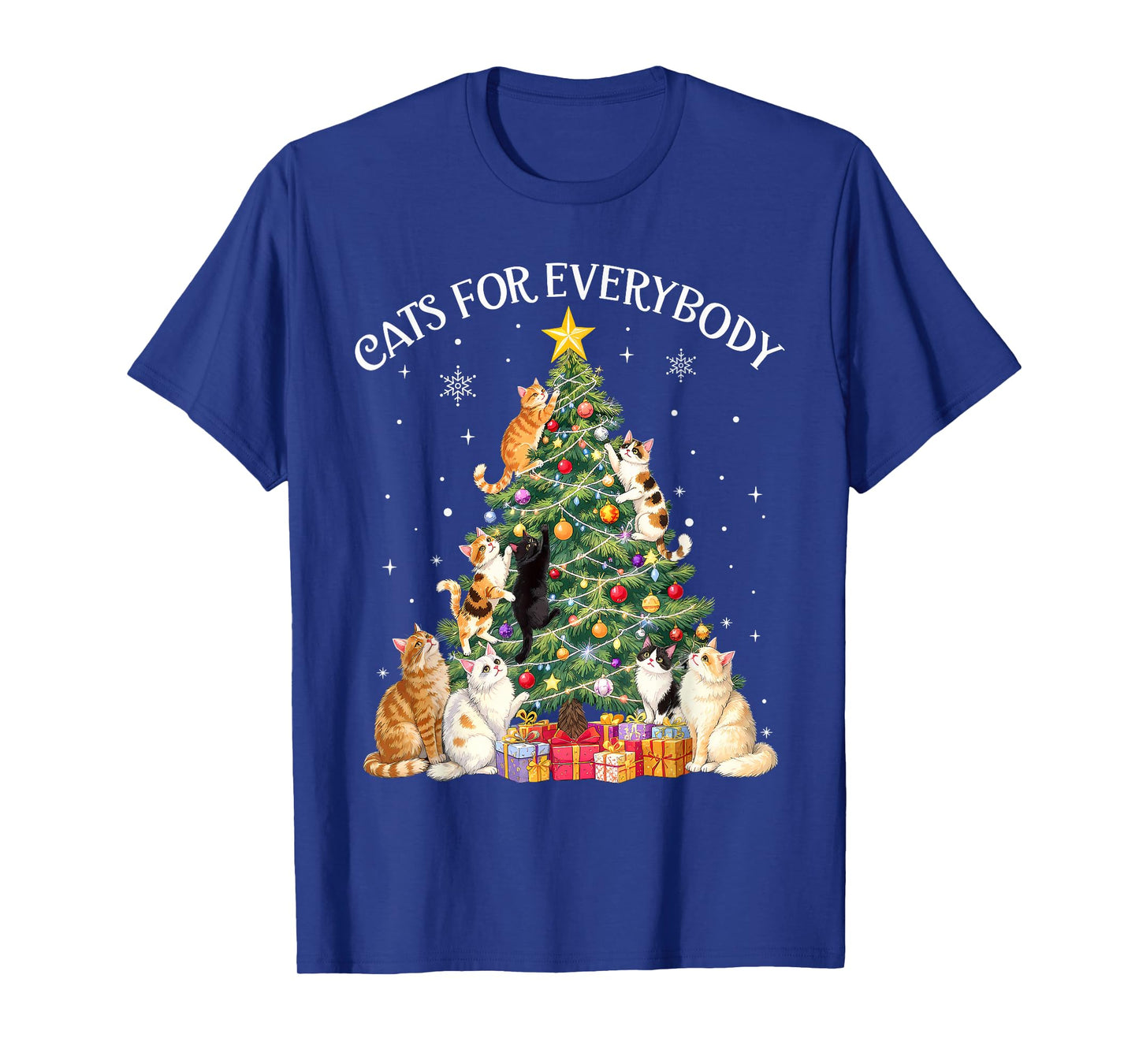 Cats for Everybody Christmas Cat Lover Funny Xmas Tree Light T-Shirt