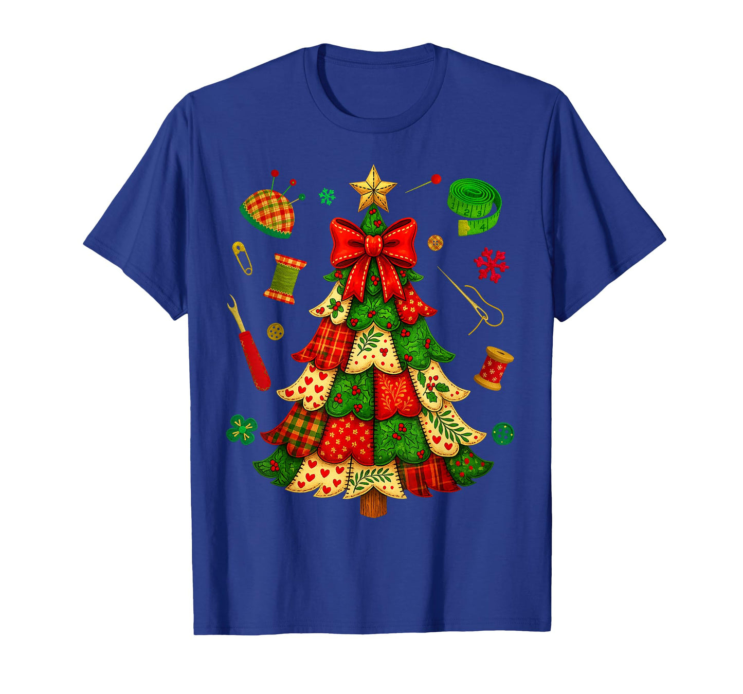 Christmas Tree Patchwork Quilting Quilter Sewing Lover Women T-Shirt
