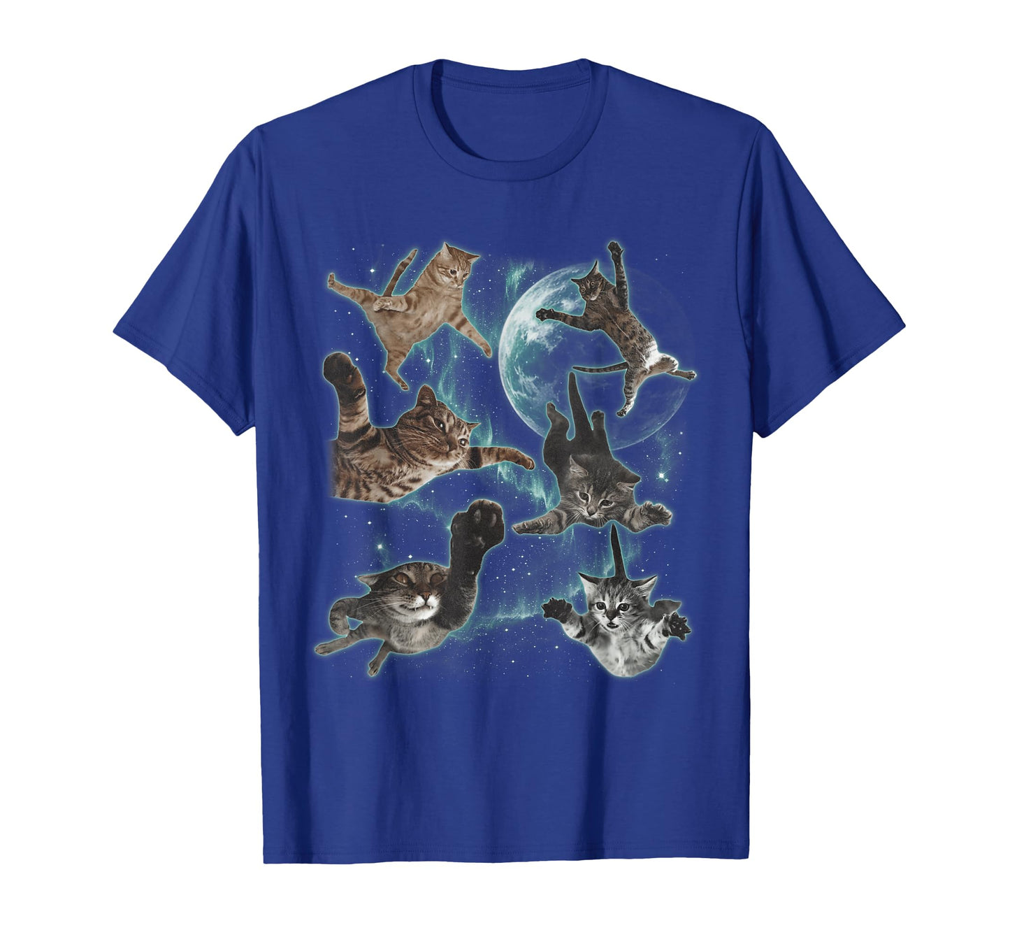 Cats Flying in Galaxy Vintage 90s Funny Galaxy Cat in Space T-Shirt