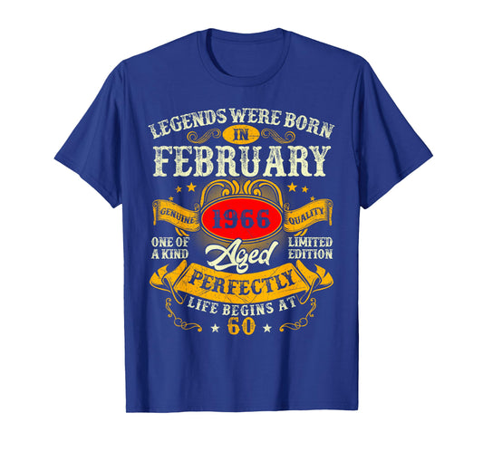 60th Birthday Vintage Legends were Born in February 1966 Men T-Shirt
