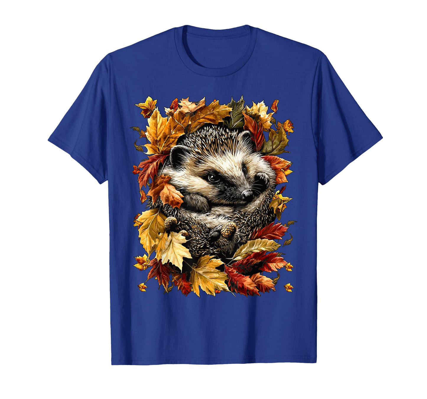 Adorable Hedgehog with Autumn Leaves Fall Season Animal T-Shirt