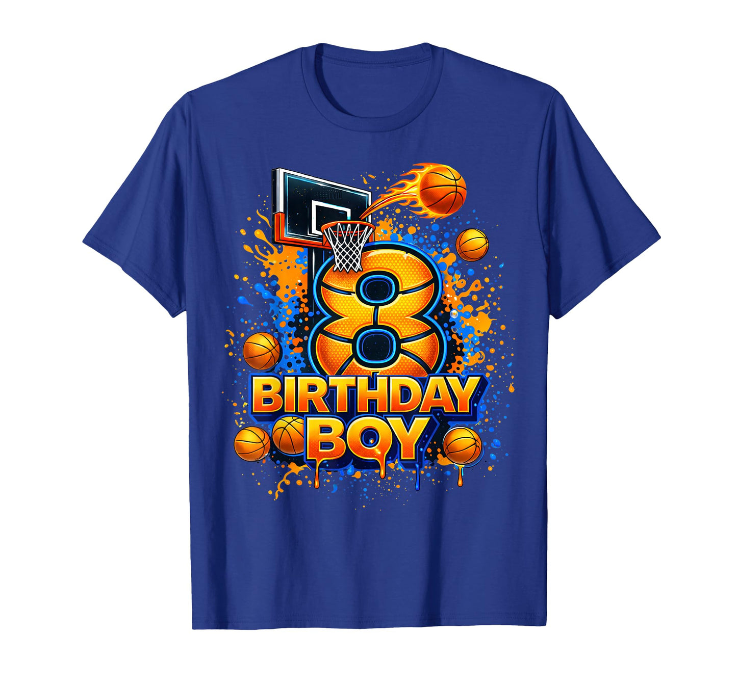 8th Birthday Boy Basketball Birthday 8 Year Old Boys Kids T-Shirt