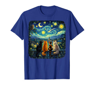 Cat Starry Night Van Gogh Cats Funny Gifts for Men Women Kid T-Shirt