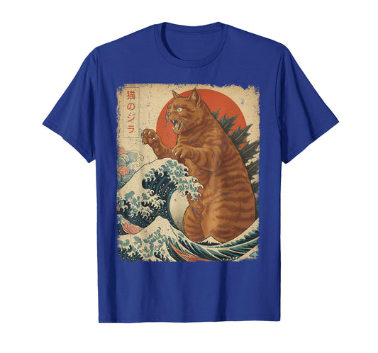 Vintage Catzilla Japanese Art Funny Orange Cat T-Shirt