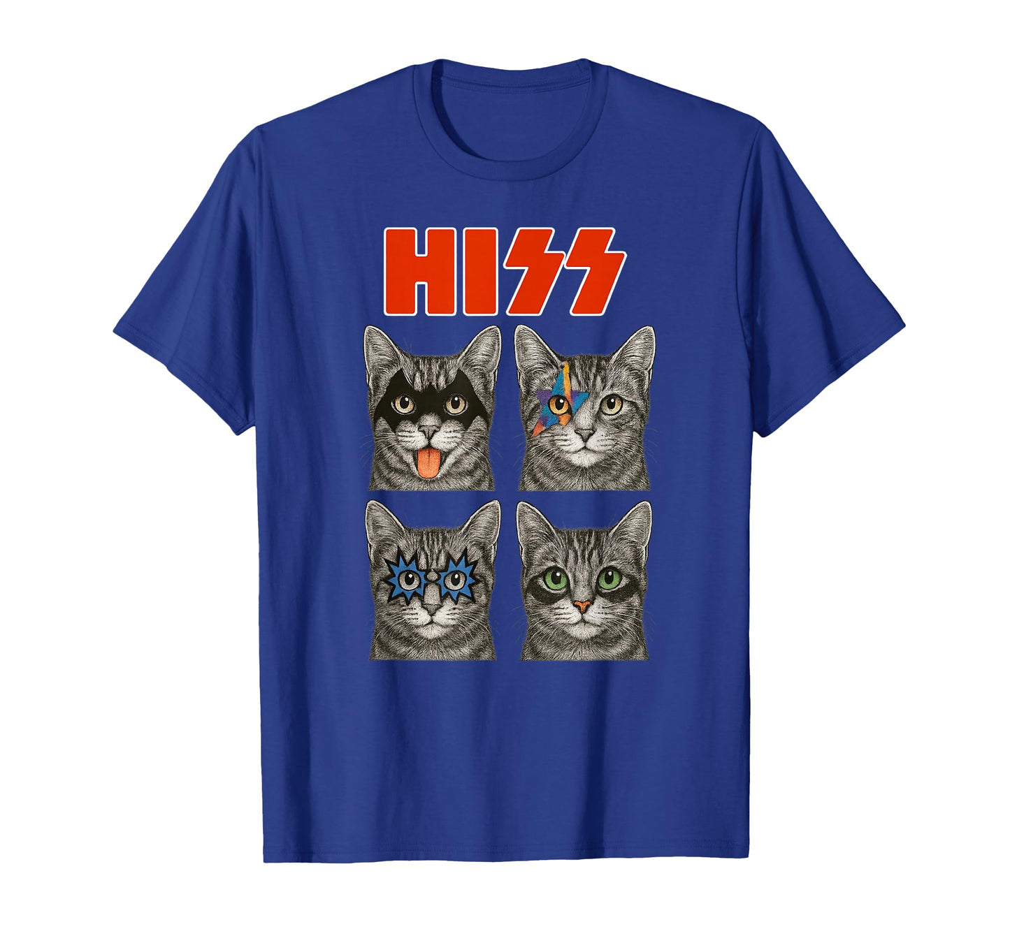 Retro Cat Rock Music Concert Band Funny Guitar Metal 80's T-Shirt