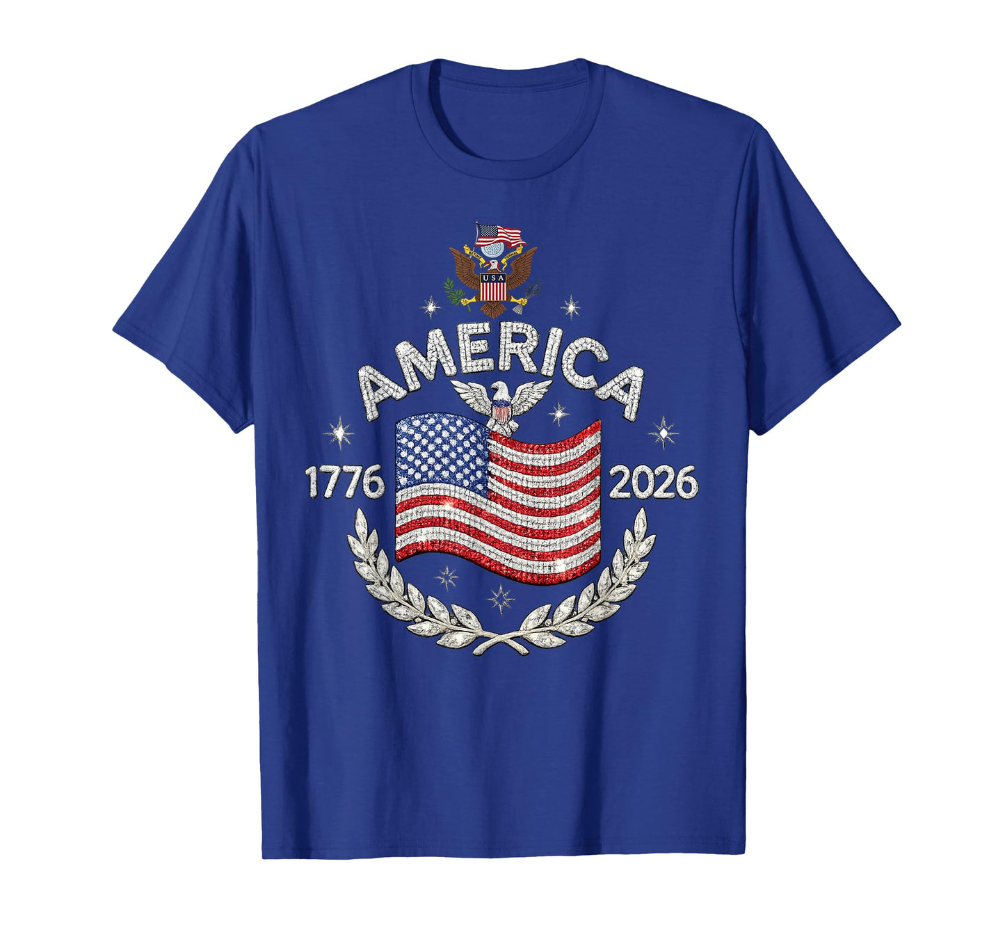 America 1776 2026 Patriotic Eagle USA Flag Vintage T-Shirt