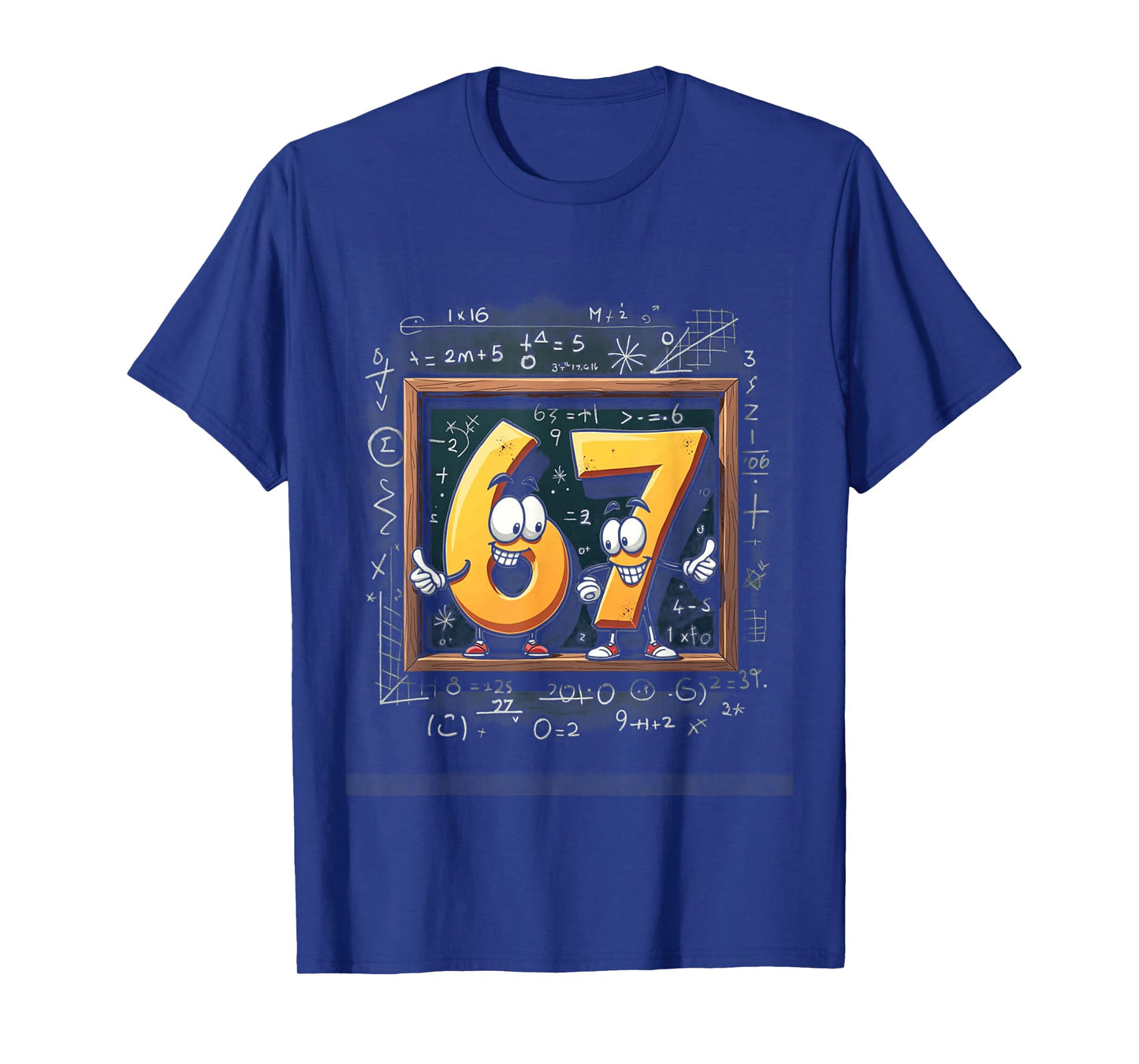 Six Seven Math Meme 67 Chalkboard Cartoon Classroom Humor T-Shirt